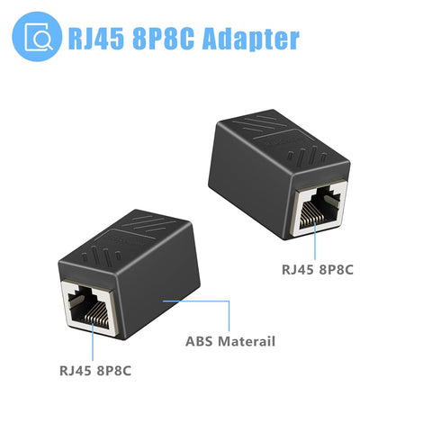 RJ45 to RJ11 Adapter, 2 Pack Phone Jack to Ethernet Adapter, Black Phone Line to Ethernet Adapter, RJ45 Female to RJ11