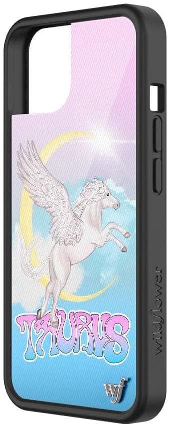 Wildflower Cases Taurus Case for Apple iPhone 13, Blue, Zodiac, Protective Black Bumper, 4ft Drop Test Certified