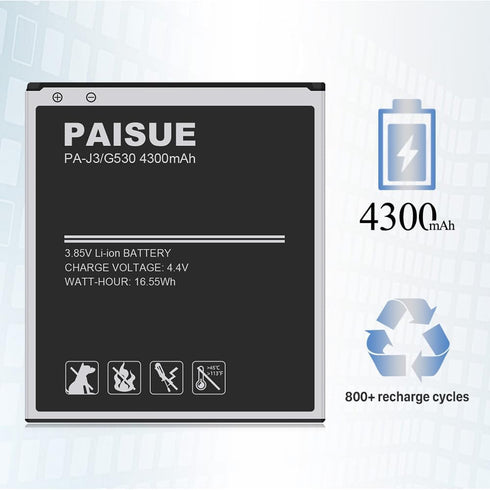 Galaxy J3 Battery, Upgraded 4300mAh EB-BG530CBU Li-ion Replacement Battery for Samsung Galaxy J3 Prime and More