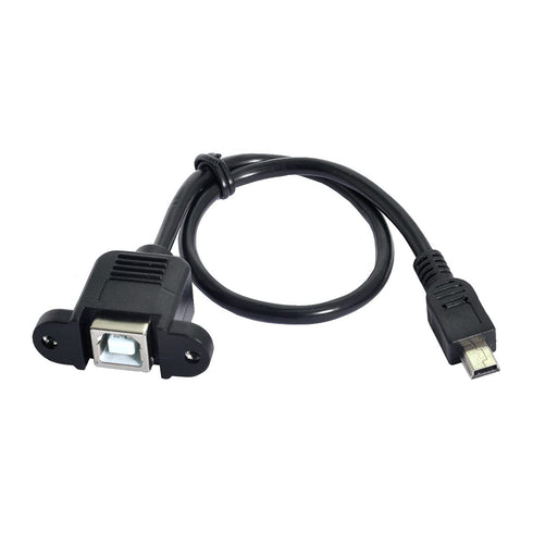 chenyang CY Mini USB 5pin Male to USB B Female Panel Mount Cable, 20cm with Screws