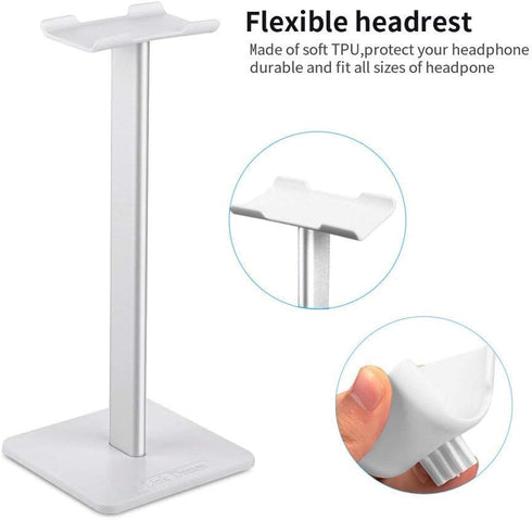 Headphone Stand Headset Holder with Aluminum Supporting Bar - Flexible Anti-Slip Earphone Stand for All Headphones