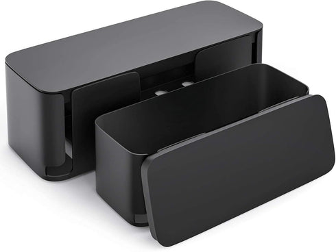 YECAYE 2 Pack Cable Management Box, Large & Medium Cord Organizer for Safe Home & Office Space, Child & Pet Proof