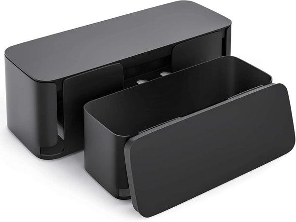 YECAYE 2 Pack Cable Management Box, Large & Medium Cord Organizer for Safe Home & Office Space, Child & Pet Proof