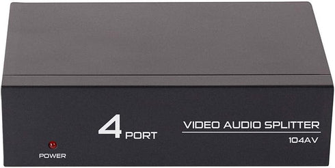 DTECH 4 3 1 4 Powered Way RCA Splitter Box in Out Composite Video Audio Distribution Duplicator with Power Adapter