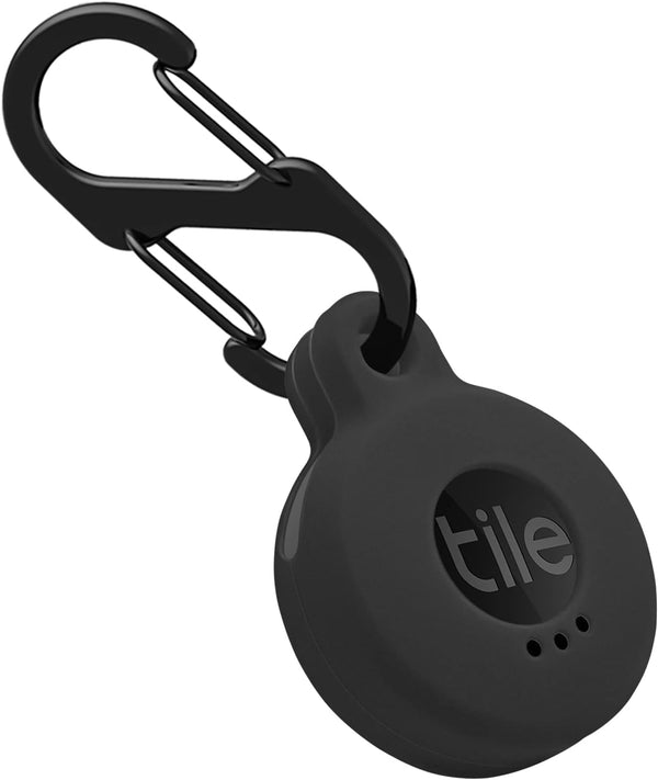 Geiomoo Silicone Case for Tile Sticker 2022, Protective Cover with Carabiner (Black)