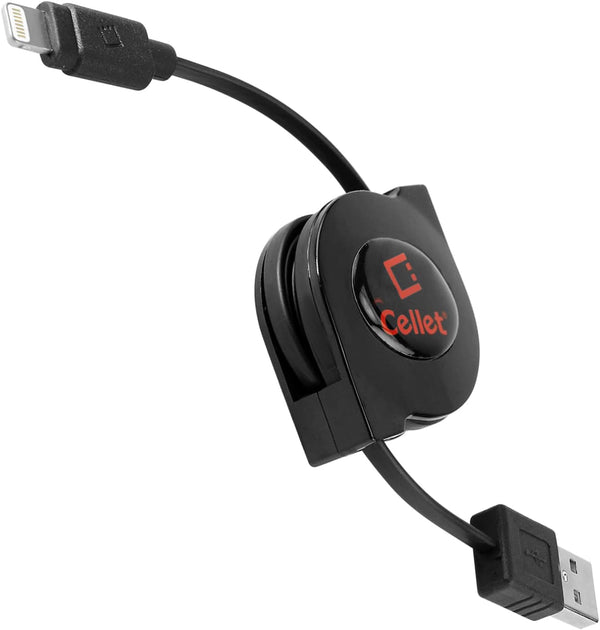 Cellet Retractable Lightning Charger Cable for iPhone 14 Pro Max, Compatible with Apple Devices, MFI Certified