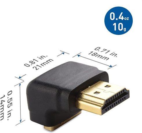 Cable Matters 2-Pack Right Angle HDMI Adapter (270 Degree) with 4K and HDR Support