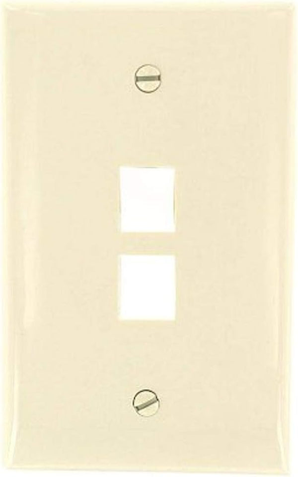 Leviton QuickPort Midsize Wallplate, Single Gang, 2-Port, Light Almond