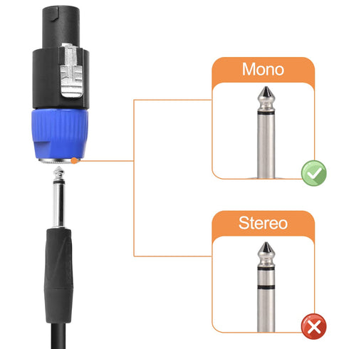 NL4FC Speaker to 1/4 Adapter, 4 Pole for Speakon Connector Male to 1/4 inch TS Female Audio Plug, 4 PCS