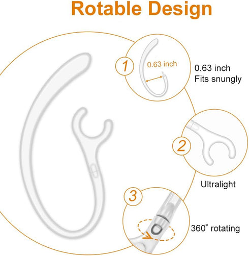 6 Pack Replacement Ear Hook Universal Small Clamp Loop Clip for Bluetooth Headset (Clear)