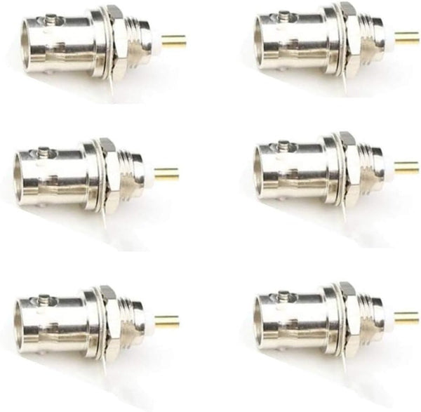 BNC Chassis Panel Mount Socket - Female Jack Solder Type Connectors Adapter (6-Pack)