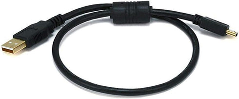 Monoprice 1.5-Feet USB 2.0 A Male to Mini-B 5pin Male Cable with Ferrite Core (Gold Plated) - Black