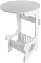 Angoily Small Round Side Table White Plastic Wood Nightstand for Bedroom Living