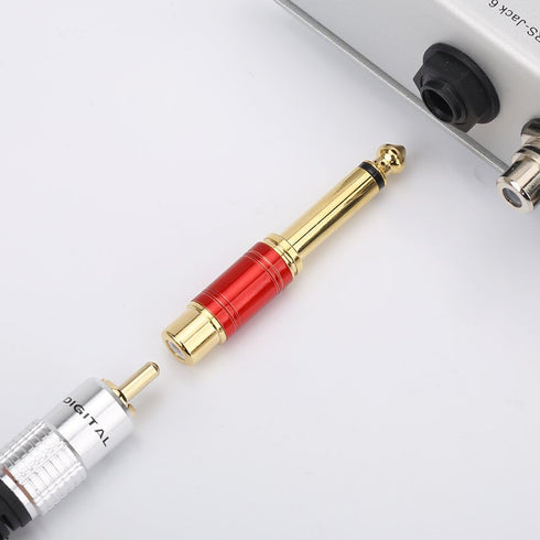 MOBOREST - 1/4 in to RCA Female Pure Copper Adapter, 6.35mm Mono TS Plug Male to RCA Female Audio Adapter