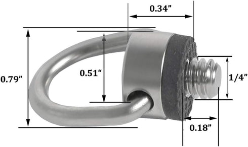 Stainless Steel D Ring Screw Hinged Holder Camera Fixing Screw 1/4"-20 Thread for Tripod DSLR Cameras for Quick Release Wrist Strap Sling 2 Pack by AONTOKY