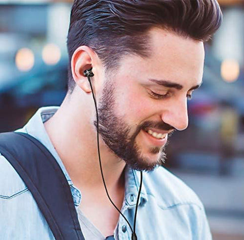 Noise Isolating Wired Earbuds with Microphone, Compatible with Samsung Galaxy S10 S9 Plus A10e A15 A14 A12 A13 - Black