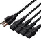 Toptekits Computer Monitor Power Cord Splitter, NEMA 5-15P to 4X C13 Y-Cable, Power