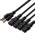 Toptekits Computer Monitor Power Cord Splitter, NEMA 5-15P to 4X C13 Y-Cable, Power