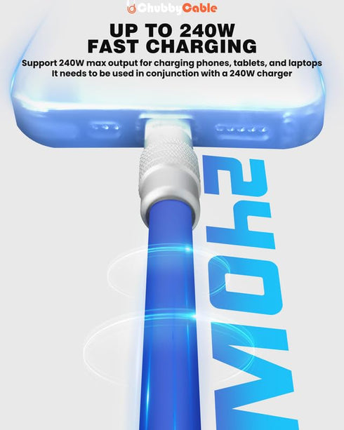 chubbycable Cute Chubby Power Bank Friendly Cable, Durable Fast Charging Short USB C Cable, Black, 1.64FT