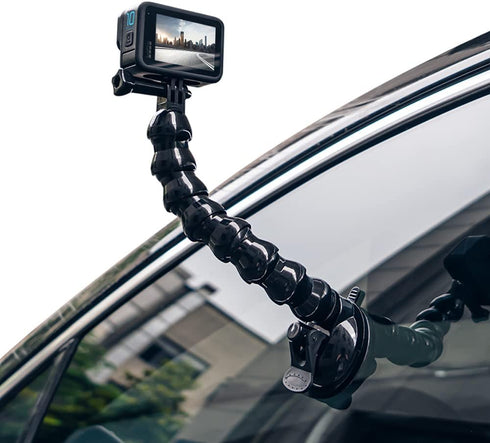 SUREWO Flexible Gooseneck Suction Cup Camera Car Mount, Compatible with Gopro Hero 12 Black, Hero 11, 10, 9, 8, 7, 6, 5