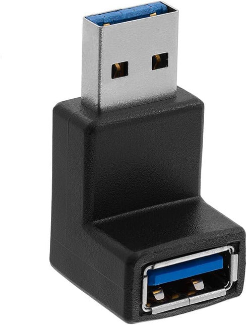 Cmple 90 Degree USB 3.0 Male to Female Adapter, Up Right Angle A Plug to Jack Connector for PC Laptop