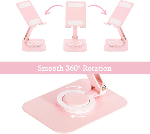 LunaBeam 360 17/16/15/14 S25/S26 10a Adjustable Metal Phone Stand for Desk Foldable Rotating Phone Holder Compatible