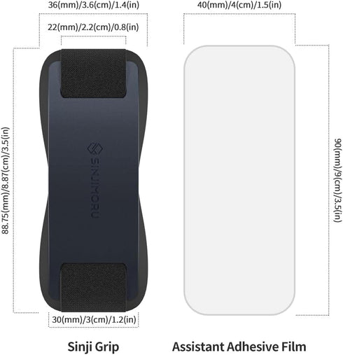 Sinjimoru Sinji Grip Silicone Mobile Phone Grip with Stand, Secure iPhone Holder Strap for All Smartphones - Midnight