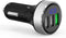LIHAN 3 USB Car Charger - 12V/24V Voltage Meter, QC3.0 Output, Compatible with iPhone, iPad, Samsung