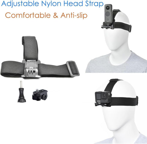 Action Camera Accessory Kit for Insta360 X4, X3, One RS, Ace Pro, Ace, GoPro Hero 12 - Chest Strap, Head Strap, Wrist