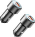 USB C Car Charger, 2 Pack PD 20W & QC 3.0 22.5W USB Fast Charger Plug, Mini Aluminum Alloy Cigarette Lighter Adapter,