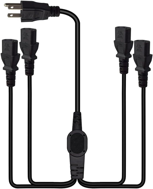 Toptekits 5-15P 4X C13 4 3 C13 Split(6ft/2m, 5-15P 4XC13) Computer Monitor Power Cord Splitter, NEMA to Y-Cable, Power