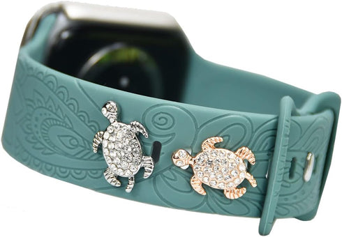 Silver Rose Gold Sea Turtle Watch Band Charms for Apple Watch Band for Women, Christmas Holiday Accessories