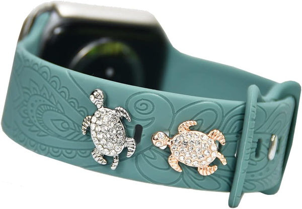 Silver Rose Gold Sea Turtle Watch Band Charms for Apple Watch Band for Women, Christmas Holiday Accessories