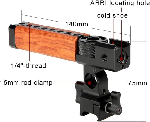 NICEYRIG NATO Top Handle Handgrip with 15mm Rod Clamp and Cold Shoe Mounts for DSLR/Camcorder/Action Cameras