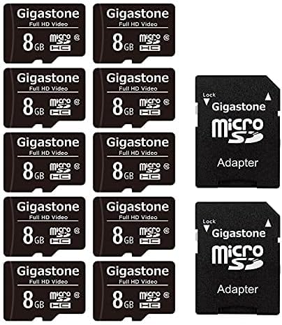 Gigastone 8GB Micro SD Card 10-Pack - Full HD Video for Surveillance, Action Camera, Drone, 85MB/s