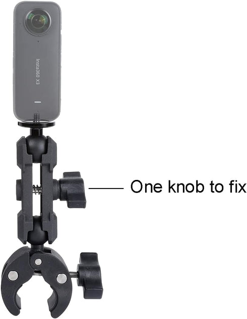 PellKing Motorcycle Camera Mount for Insta360 Go 3, 360 Rotation Metal Clamp Holder for Bike Handlebar