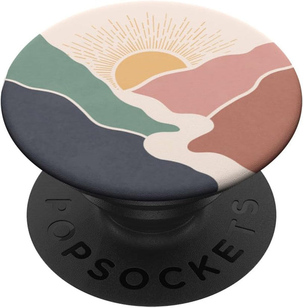 Boho Sun Mountains Retro Vintage Aesthetic Sunrise Art Phone PopSockets Standard PopGrip