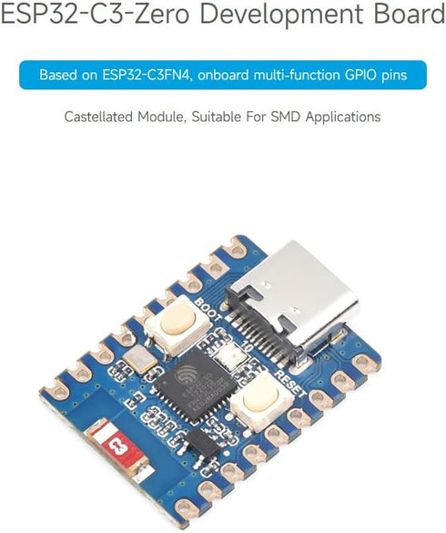 Waveshare ESP32-C3 Mini Development Board, Based on ESP32-C3FN4 Processor, 160MHz, 2.4GHz Wi-Fi & Bluetooth 5