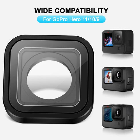 Protective Lens Replacement for GoPro Hero 12/11/10/9 Black Glass Cover Case Action Camera Accessories (Black)