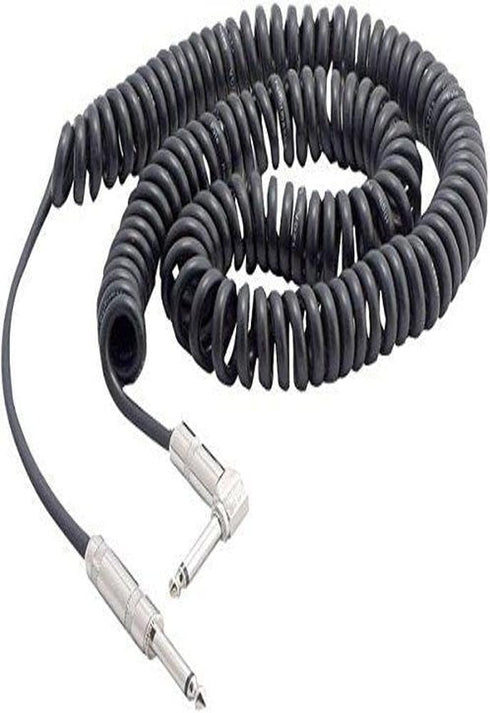 Pyle-Pro PCBLGF25 Coiled 1/4" Male to 1/4" Right Angle Male Guitar Cable, 25 Feet