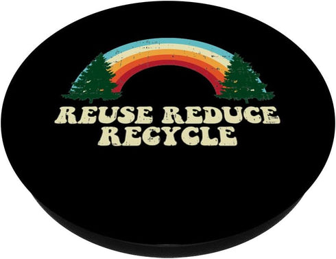 PopSockets Grip and Stand for Phones and Tablets - Reuse Reduce Recycle Trees Rainbow Retro Earth Day 2020 Gift