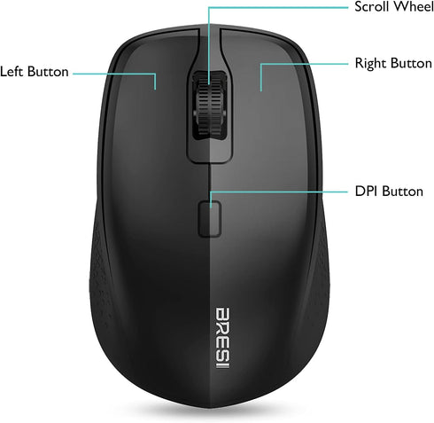 Wireless Mouse for Laptop, Portable Mouse with Mouse Pad, 2.4G/BT Ergonomic for Right or Left Hand Use, 3 Adjustable