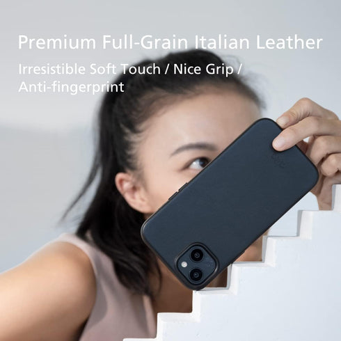 alto Magnetic Leather Case for iPhone 15 Plus and 14 Plus, Shockproof Italian Leather, 6.7 inch, Black