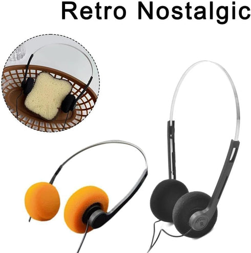 4Pcs Orange Retro Over-Ear Headphones, Vintage Feelings, Hi-Fi Stereo Earphone Headset for Most Mobile Devices