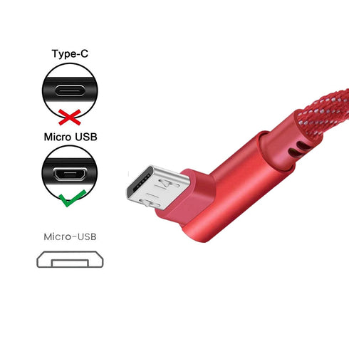 Micro USB Android Cable, KSun.Y (2 Pack 3FT) Right Angled Fast Charging Cord for Samsung Galaxy, Motorola (Red)