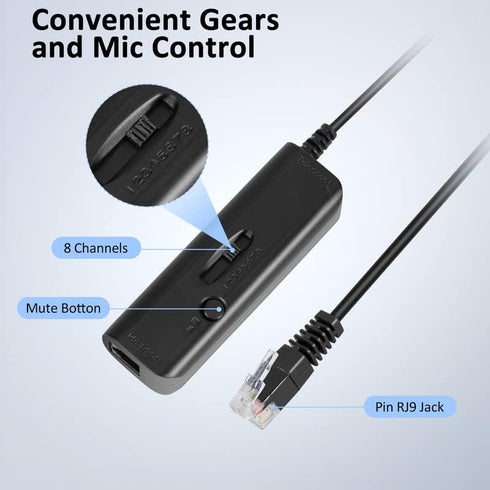 AGPTEK Hands-Free Call Center Noise Cancelling Corded Binaural Headset Headphone with 4-Pin RJ9 Crystal Head and Mic Microphone for Desk Phone - Telephone Counselling Services, Insurance, Hospitals