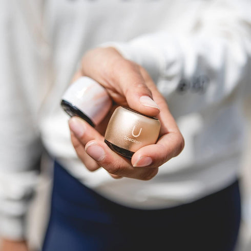 U Micro Speaker - Stylish Portable Wireless Bluetooth 5.0 Speaker with Built-in Mic & Remote Shutter, Rich Sound - Gold