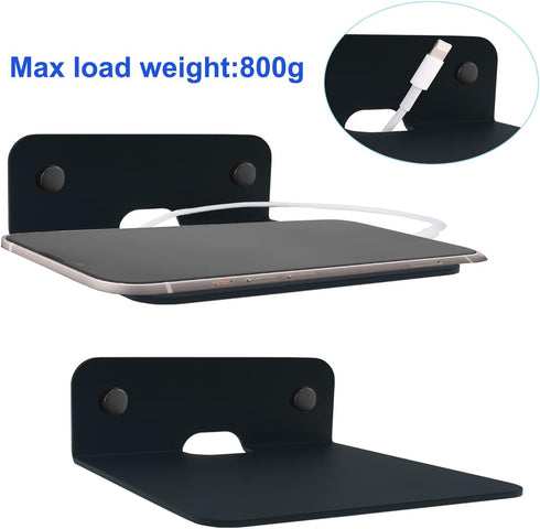 WISDING Small Floating Shelves, 4.25'' Wall Metal Speaker Mount Shelves, 2 Pack, Black