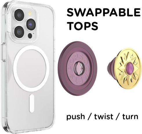 PopSockets Elegant Phone Grip for MagSafe - Gold Enamel Sun Jewel Mauve