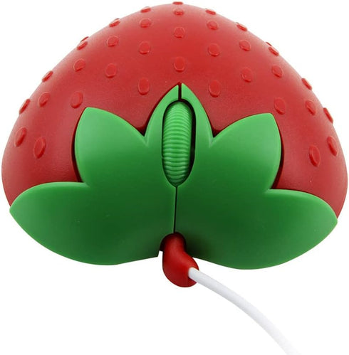 Wired Cute Strawberry Mouse, Small Computer Mouse for Laptop, Pocket Silent USB Optical Mini Corded Mouse, 3 Buttons,